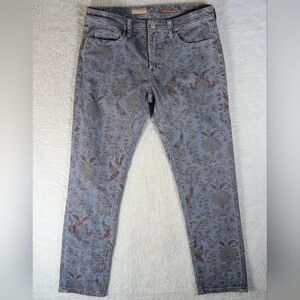 Pilcro Blue and Red Floral Ankle Jeans